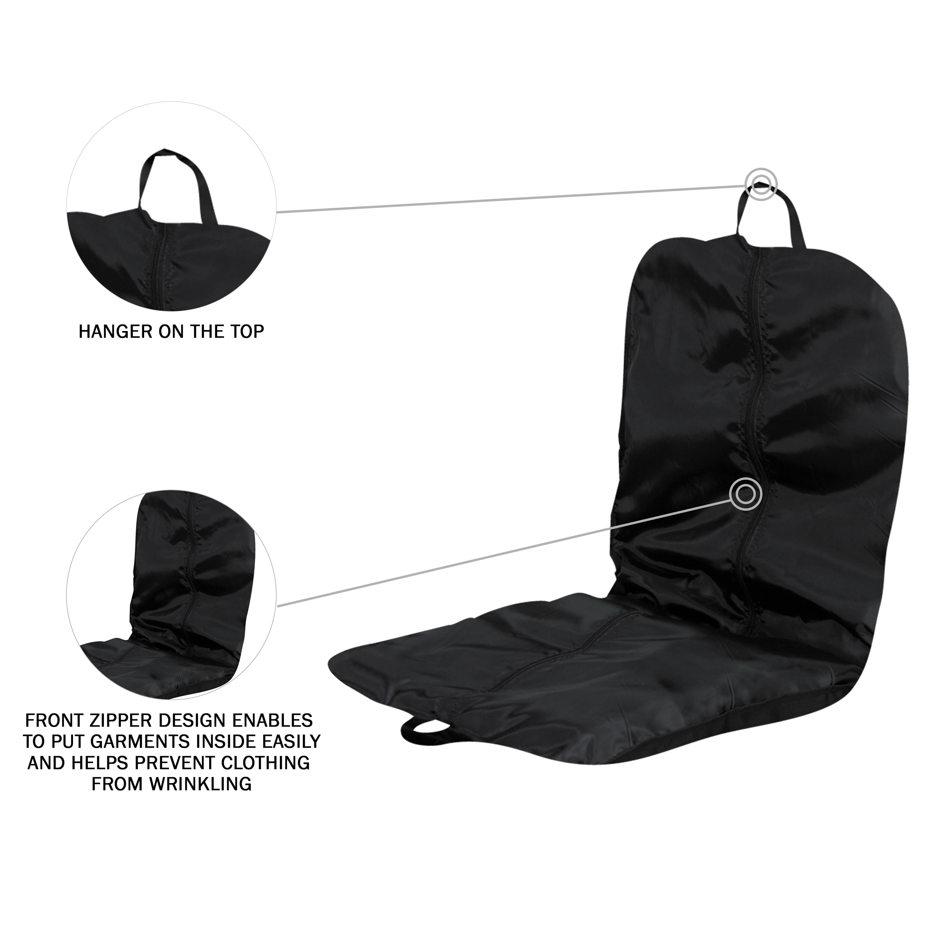 48" Black Polyester Travel Garment Carrier