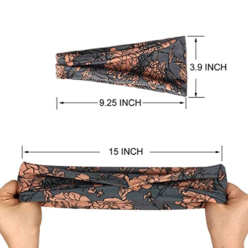 Boho Wide Headbands for Yoga Workouts - 6 Pack
