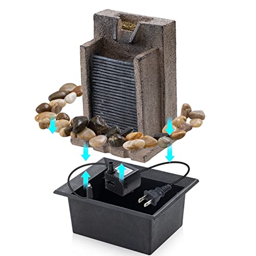 Amootek Tabletop Waterfall Fountain with LED Lights