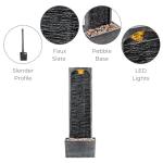 Contemporary 38.5" LED Waterfall Fountain with Pebbles