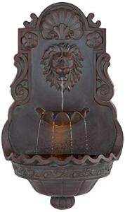 Large Bronze Lion Head Wall Fountain with Light