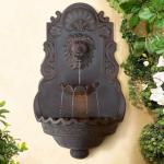 Large Bronze Lion Head Wall Fountain with Light
