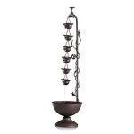 Alpine Tiered Vintage Water Fountain with Hanging Cups