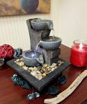 Aura Meditation Fountain with 3-Tier LED Waterfall