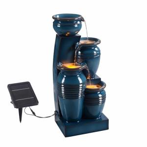 4-Tier Solar-Powered Cascading Bowl Fountain