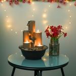 Alpine Tiered Tabletop Water Fountain with Candles