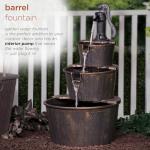 Rustic Tiered Pump and Barrel Water Fountain