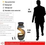 S-Shaped Outdoor Fountain with LED Lights and Planter