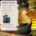 S-Shaped Outdoor Fountain with LED Lights and Planter