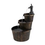 Rustic Tiered Pump and Barrel Water Fountain