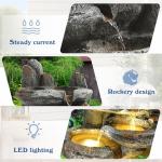 Cascading Rock Water Fountain with LED Lights