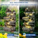 Cascading Rock Water Fountain with LED Lights