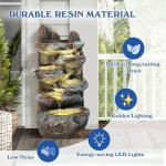 Cascading Rock Water Fountain with LED Lights