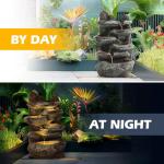 6-Tier Rock Water Fountain with Lights for Outdoors
