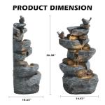 5-Tier Cascading Rock Water Fountain with LED Lights