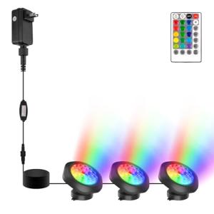 RGBW Underwater Pond Lights with Timer - Set of 3