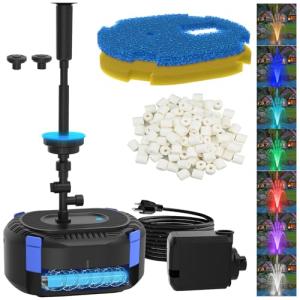 AquaMiracle 850GPH Pond Fountain Kit with LED