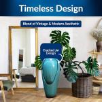 Antique Turquoise Jar Water Fountain with LED Lights