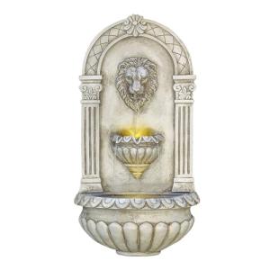 Lion Head Wall Fountain with LED Lights, 32