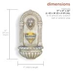 Lion Head Wall Fountain with LED Lights, 32