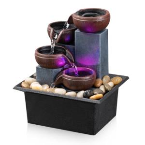 4-Tier Tabletop Fountain with LED Lights