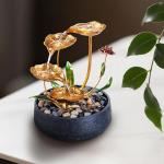 Metal Lotus Tabletop Fountain for Zen Decor