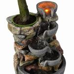 Haobos 4-Bowl Indoor Fountain with Plant Pot