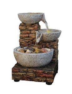 Cascading Bowl and Brick LED Fountain
