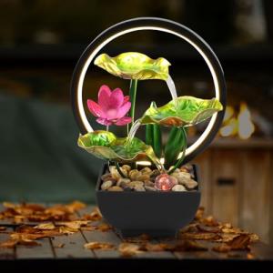 Lotus Leaf 3-Tier Tabletop Fountain with LED Lights