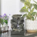 Alpine 13" 4-Tier Tabletop Fountain with LED Lights