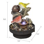 Birds Tabletop Fountain with LED - Indoor/Outdoor Decor