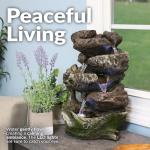Sunnydaze Tabletop Water Fountain - Relaxing Indoor Desktop Water Feature - Rock Fountain with LED Lights - Office, Bedroom, Living Room