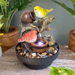 Birds Tabletop Fountain with LED - Indoor/Outdoor Decor
