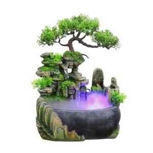 11-Inch LED Tabletop Waterfall Fountain with Mist