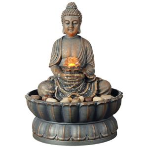 9.6" Buddha Tabletop Zen Fountain with Lighting