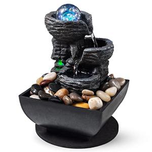 Rock-Layered Tabletop Waterfall Fountain with LED Lights