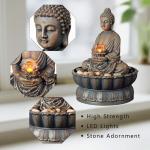 9.6" Buddha Tabletop Zen Fountain with Lighting