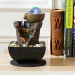 Relaxing Indoor Tabletop Waterfall Fountain with LED Lights