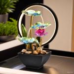 Tabletop Tiered Water Fountain with LED Lights