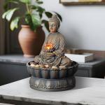 9.6" Buddha Tabletop Zen Fountain with Lighting