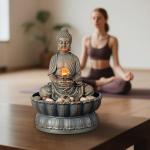 9.6" Buddha Tabletop Zen Fountain with Lighting