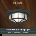 Black Outdoor Flush Mount Ceiling Light 10.5
