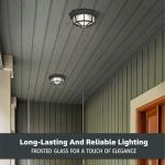 Black Outdoor Flush Mount Ceiling Light 10.5