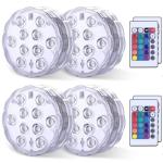 RGB LED Submersible Lights with Remote Control - 4-Pack