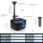 950GPH Pond Filter Pump with UV-C Fountain Kit