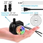 PULACO 10W Submersible Fountain Pump with LED Light