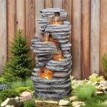 40" Outdoor LED Cascading Rock Water Fountain