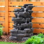5-Tier Rock Water Fountain with LED Lights