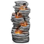 40" Outdoor LED Cascading Rock Water Fountain