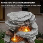40" Outdoor LED Cascading Rock Water Fountain